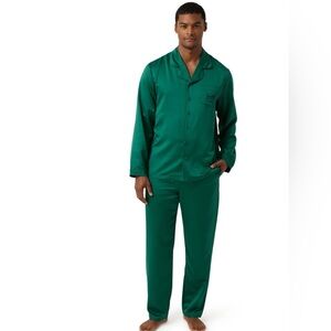 Dogg Supply By Snoop Dog Poky Satin Green Sleep Set Pants Button Down Sz L
